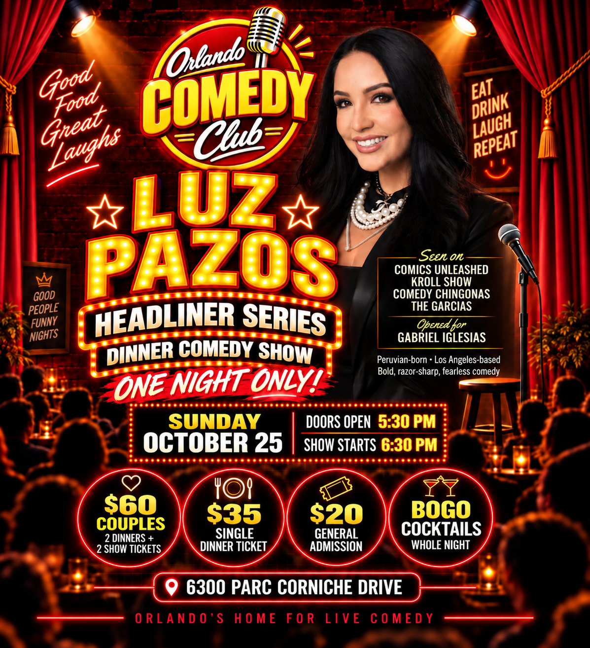 Luz Pazos Live – Orlando Comedy Headliner Series Dinner Show