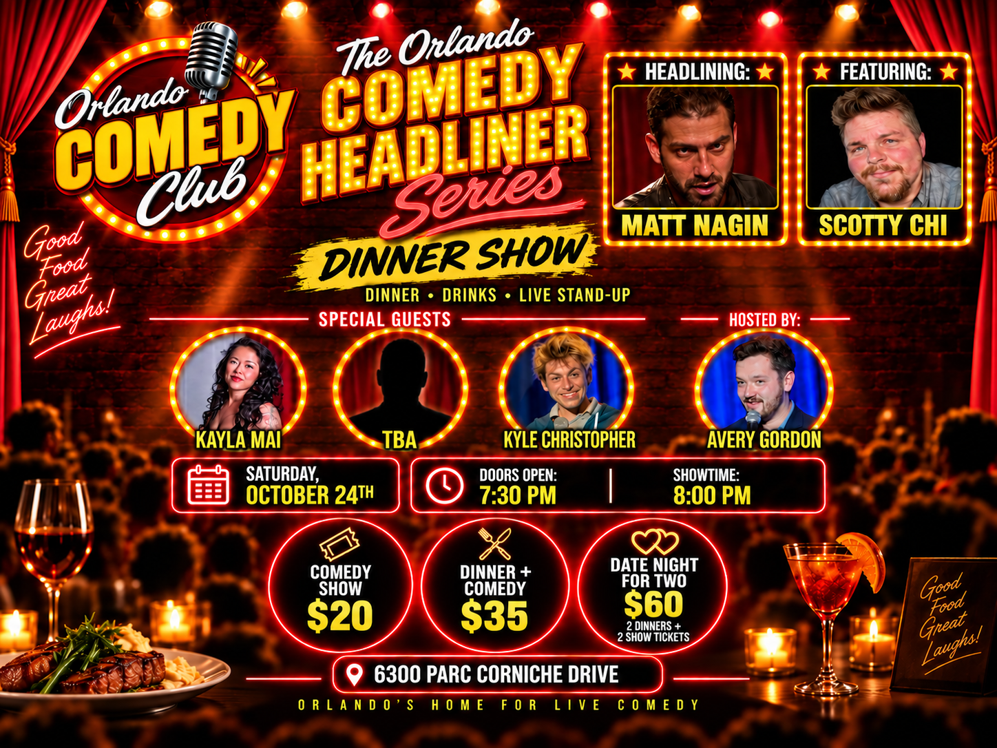 Orlando Comedy Headliner Series Dinner Show October 24